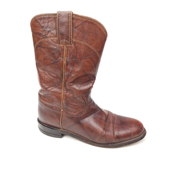 Women's Justin Roper 3163 Cowboy Boots Chestnut Deerlite Marbled Sz 6.5 B - Picture 1 of 11